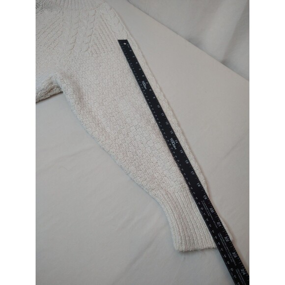 American Eagle Chunky Cable Knit Crop Sweater XL Cotton Blend Ivory Fisherman - Picture 4 of 10